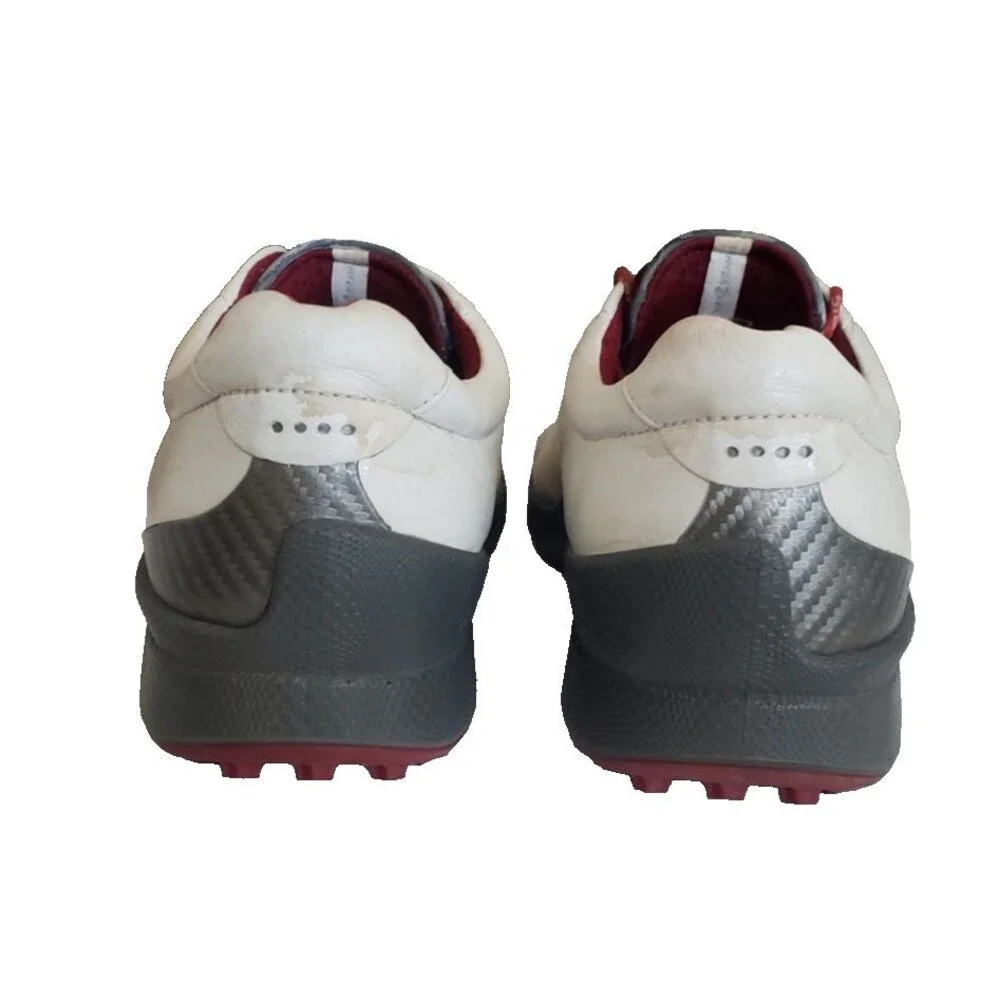 ECCO Biom Hybrid Golf Shoes Mens SZ 10.5 White Red Yak Leather Spikeless Natural